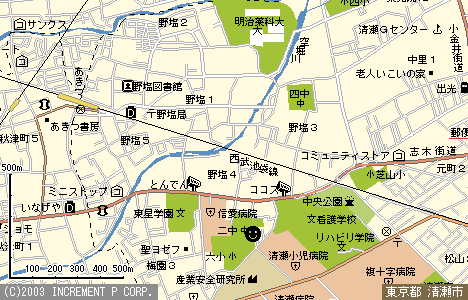 地図：清瀬第二中学校