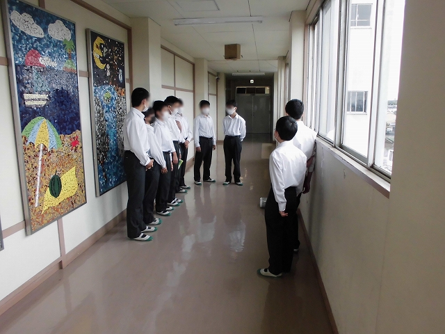 廊下での練習